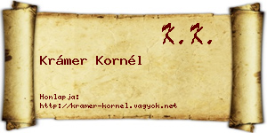 Krámer Kornél névjegykártya